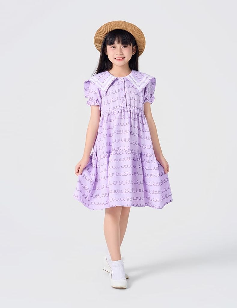 Váy liền bé gái cổ thủy thủ