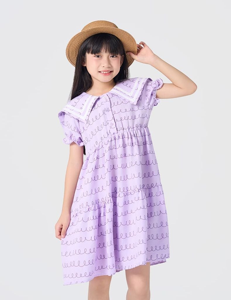 Váy liền bé gái cổ thủy thủ