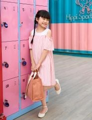 Váy liền bé gái phối họa tiết kẻ