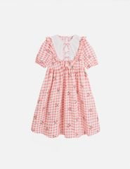 Váy liền bé gái cổ tròn phối thân trước