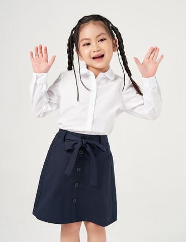 Áo sơ mi bé gái cổ sen GLS182K3