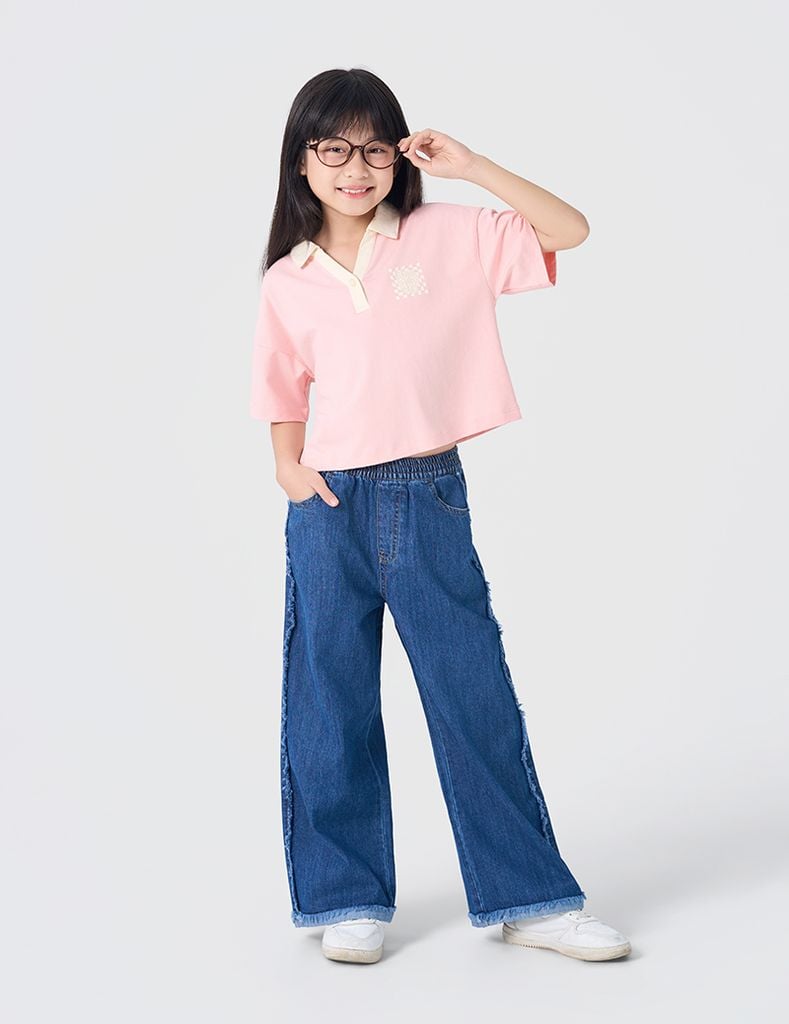 Quần jean ông suông bé gái thoáng mát