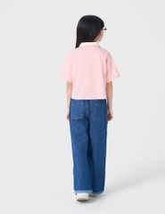 Áo polo ngắn tay bé gái phối cổ khác màu hình in trước ngực