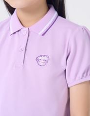 Áo polo ngắn tay bé gái bo cổ in ngực trái
