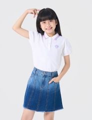 Áo polo ngắn tay bé gái bo cổ in ngực trái