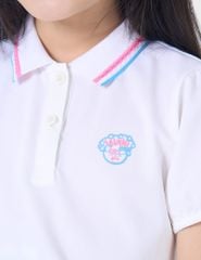 Áo polo ngắn tay bé gái bo cổ in ngực trái