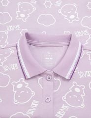 Áo polo ngắn tay bé gái họa tiết in tràn