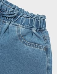 Quần short jean bé gái cạp chun trang trí nơ