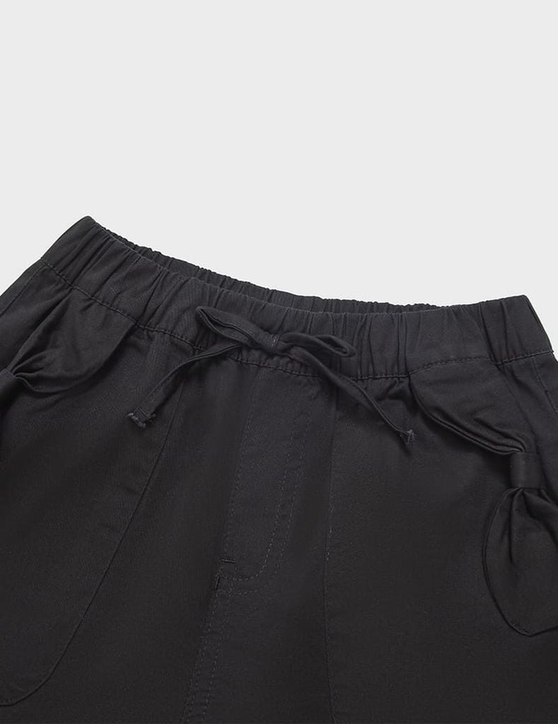 Quần short khaki bé gái cạp chun trang trí dây nơ