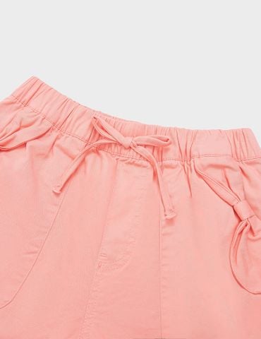 Quần short khaki bé gái cạp chun trang trí dây nơ