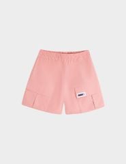Quần short cạp chun bé gái mác trang trí