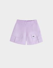 Quần short cạp chun bé gái mác trang trí