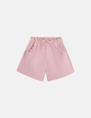 Quần short bé gái cạp chun điểm nhấn bèo quanh túi