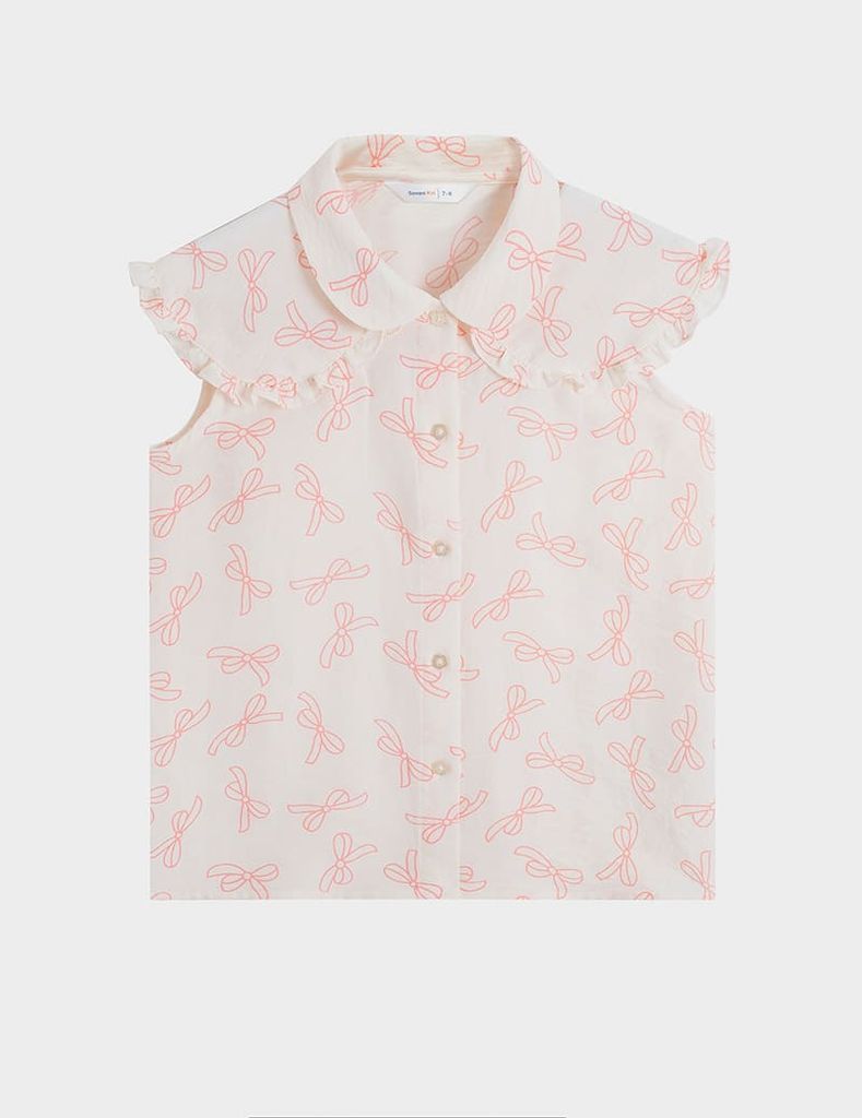 Áo sơ mi trẻ em ngắn tay cổ sen kẹp bèo