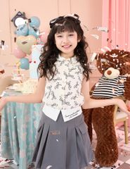 Áo sơ mi trẻ em ngắn tay cổ sen kẹp bèo