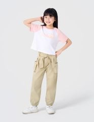 Áo phông trẻ em tay raglan in hình trước ngực