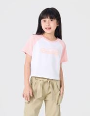 Áo phông trẻ em tay raglan in hình trước ngực