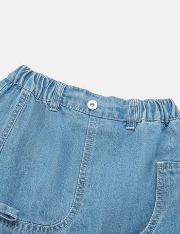 Chân váy jean lệch bé gái chun eo