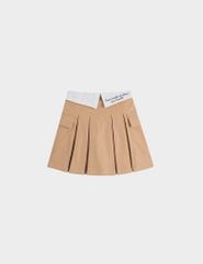 Chân váy khaki trẻ em dáng A phối cạp ly trước