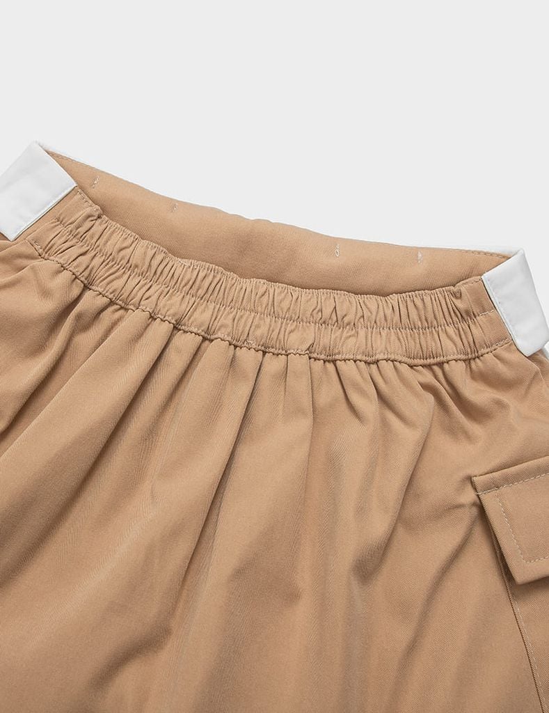 Chân váy khaki trẻ em dáng A phối cạp ly trước