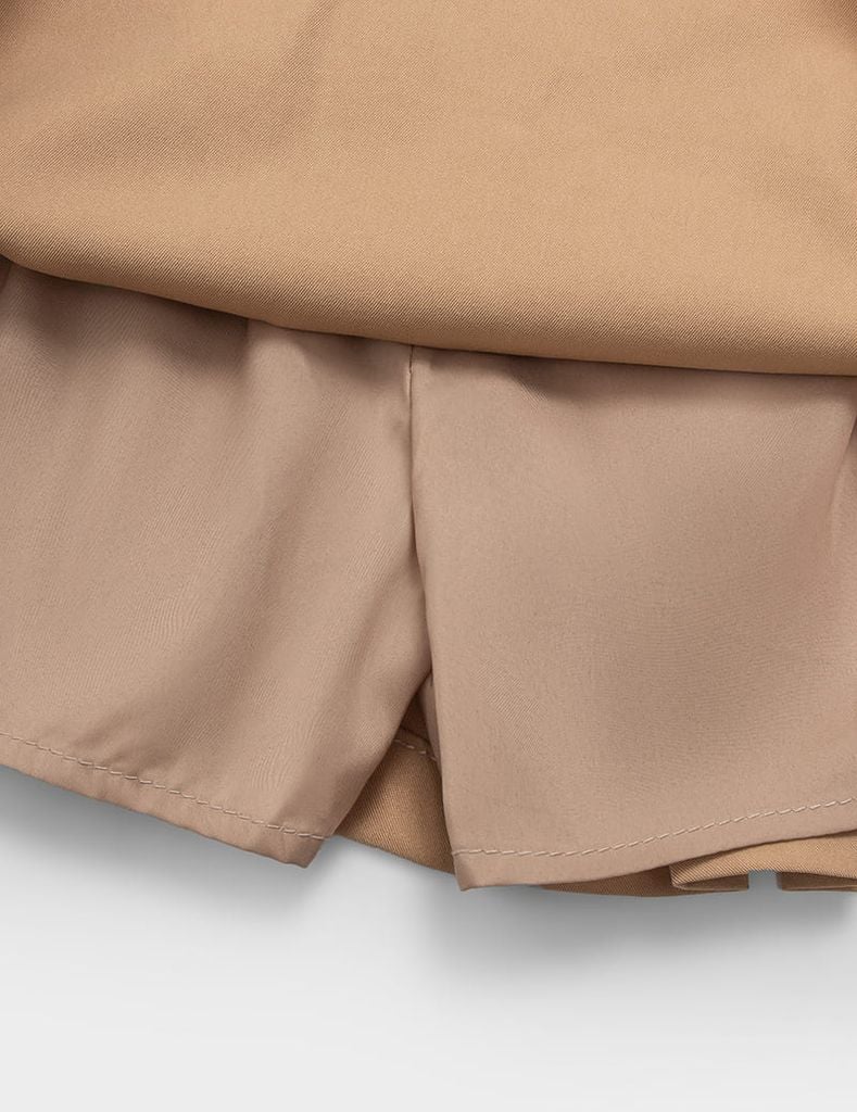 Chân váy khaki trẻ em dáng A phối cạp ly trước
