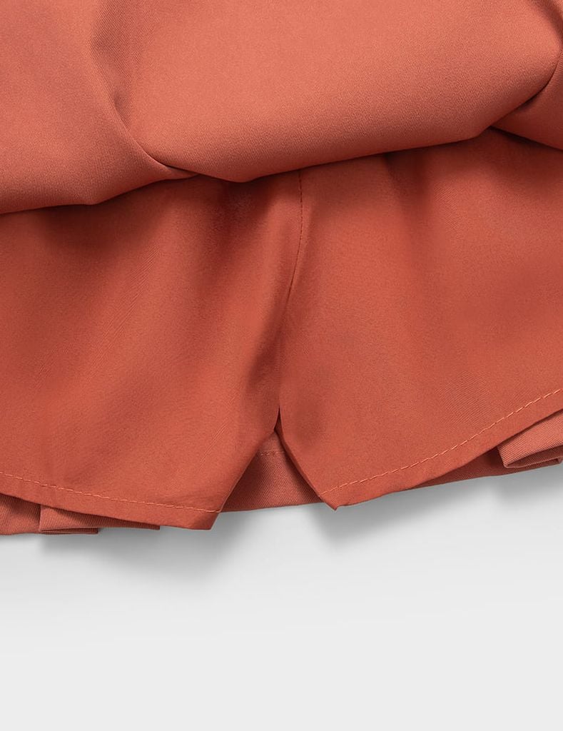 Chân váy khaki trẻ em dáng A phối cạp ly trước