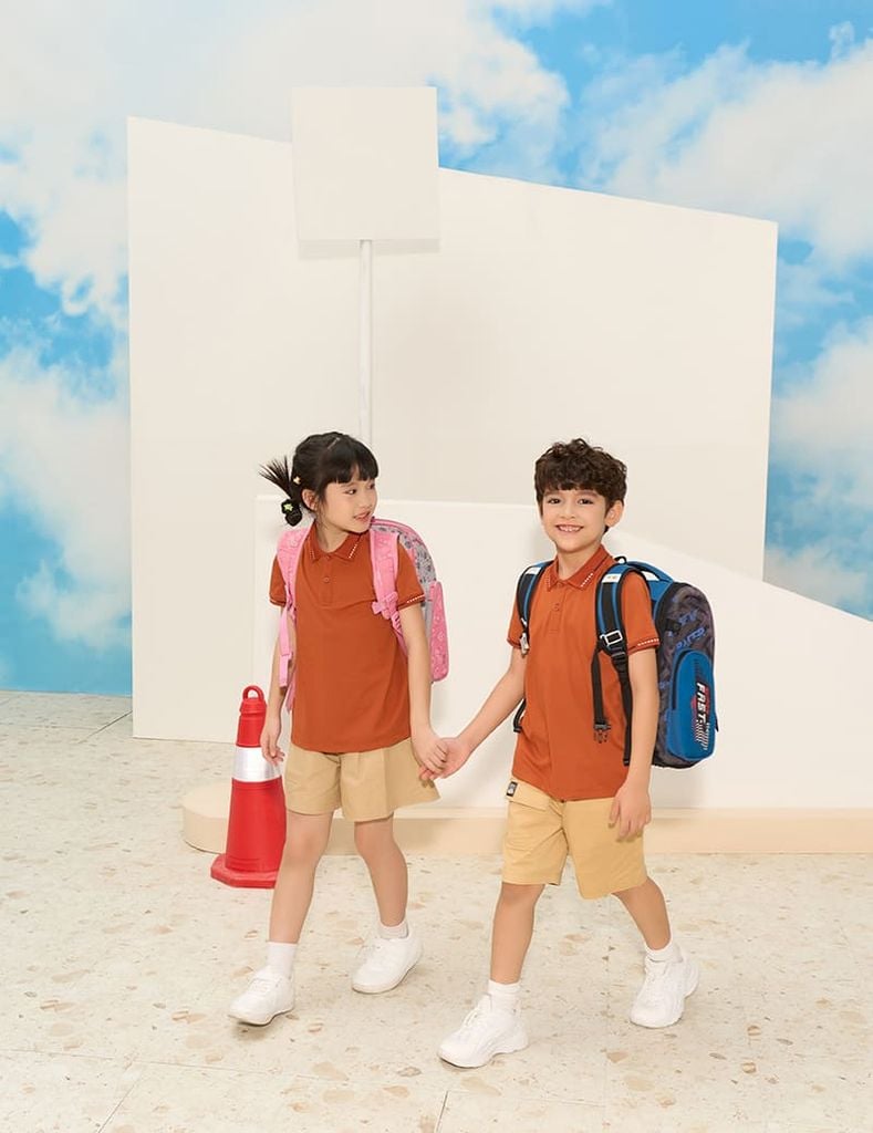 Áo polo trẻ em mắt chim cổ dệt thêu tay