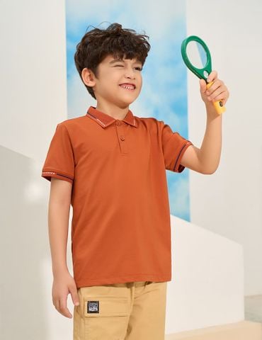 Áo polo trẻ em mắt chim cổ dệt thêu tay