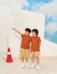 Áo polo trẻ em mắt chim cổ dệt thêu tay
