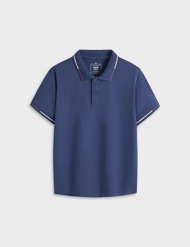 Áo polo trẻ em mắt chim cổ dệt thêu tay