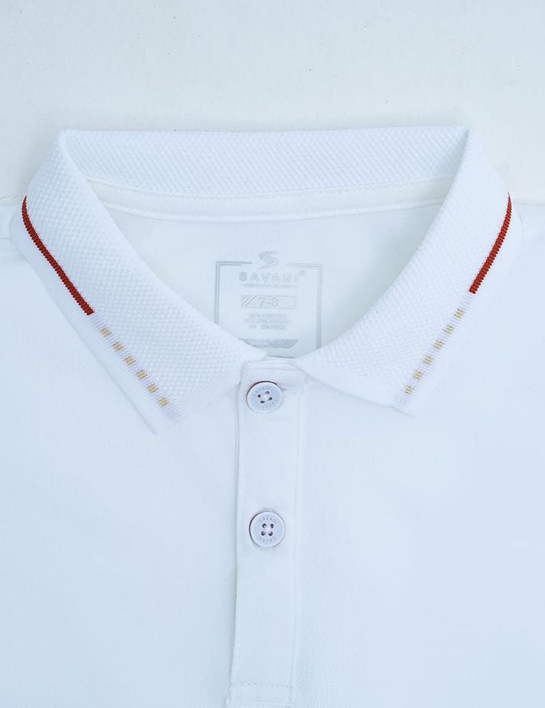 Áo polo trẻ em mắt chim cổ dệt thêu tay