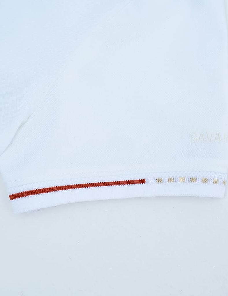 Áo polo trẻ em mắt chim cổ dệt thêu tay