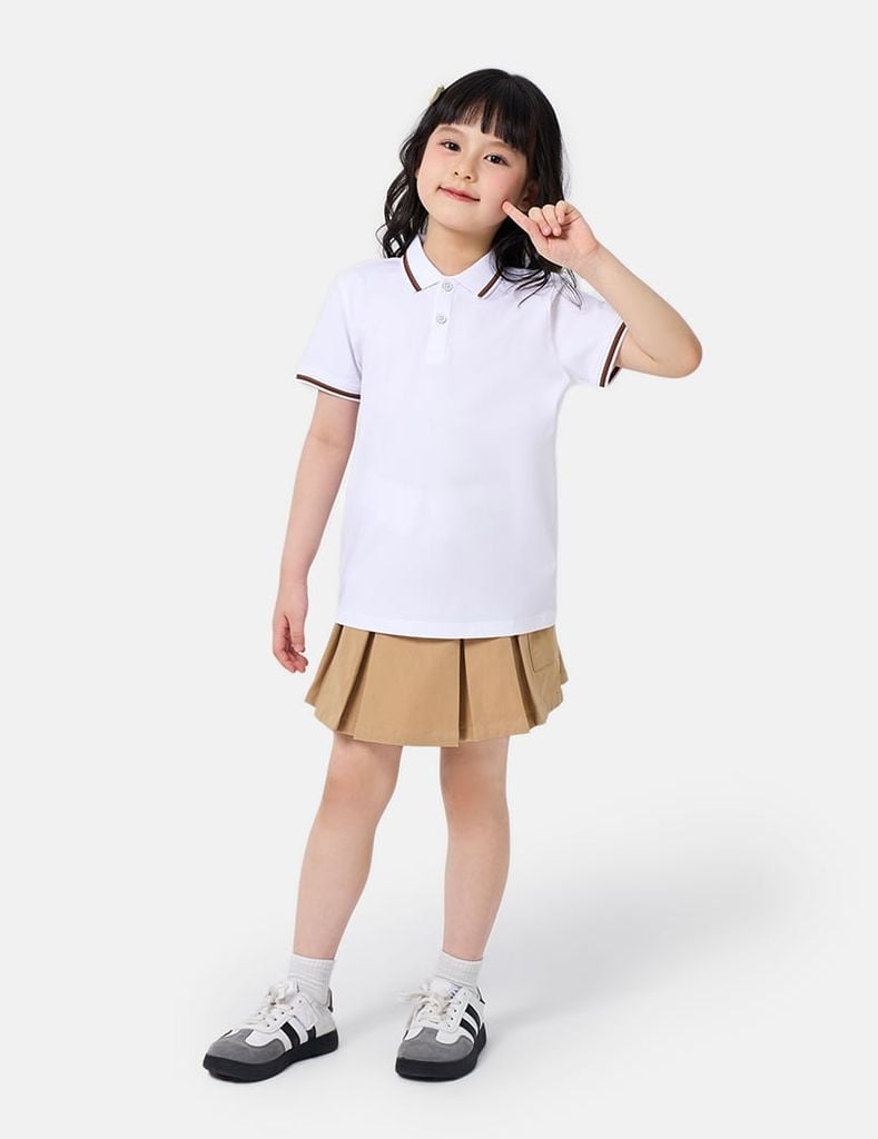 Áo polo trẻ em ngắn tay bo cổ tay phối line