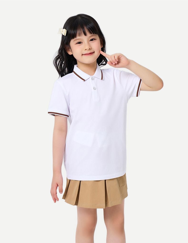 Áo polo trẻ em ngắn tay bo cổ tay phối line