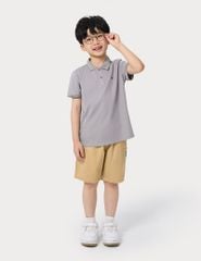 Áo polo trẻ em mắt chim line bo hình in trước ngực