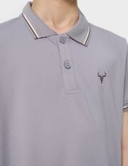 Áo polo trẻ em mắt chim line bo hình in trước ngực