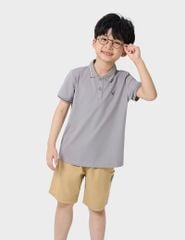 Áo polo trẻ em mắt chim line bo hình in trước ngực