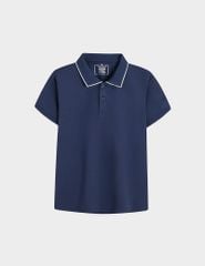 Áo polo trẻ em mắt chim line bo thêu tay