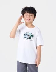 Áo thun ngắn tay trẻ em casual cổ bo rib hình in cao su nổi bật
