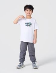Áo thun ngắn tay trẻ em casual cổ bo rib hình in cao su nổi bật