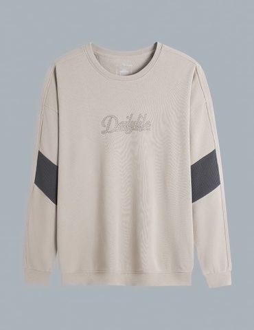 Áo nỉ cổ tròn nam MAF005W4 dáng suông rộng