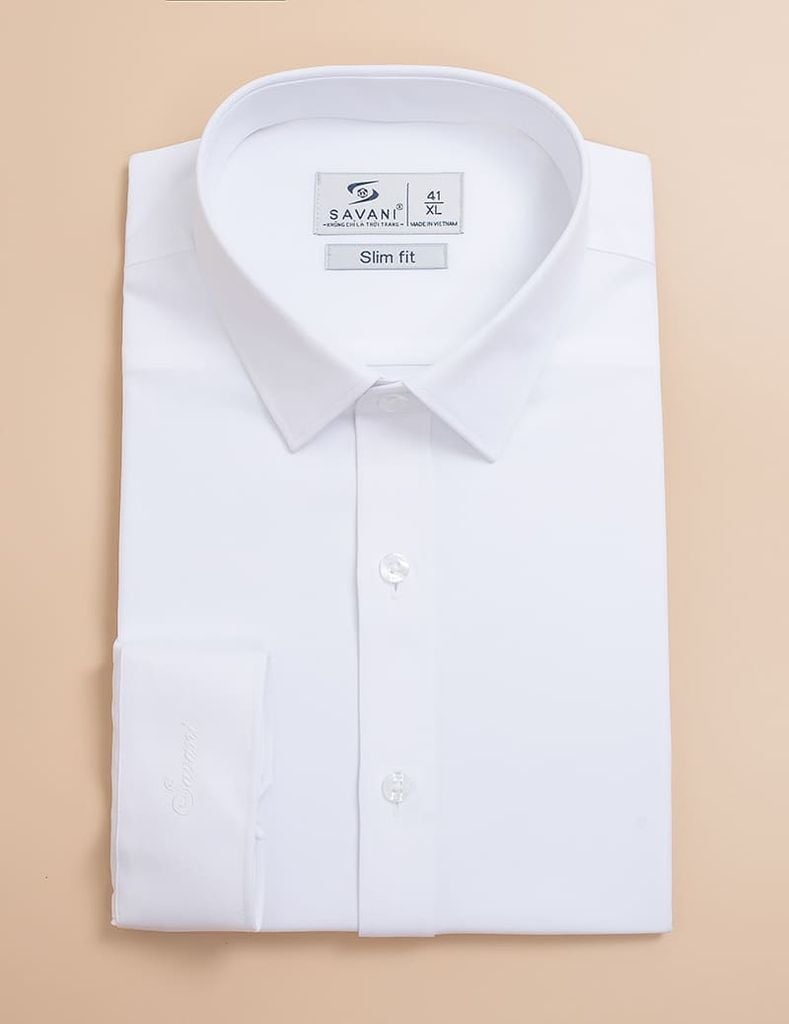 Áo sơ mi nam dài tay tà lượn không túi dáng ôm