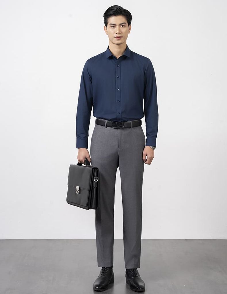 Sơ mi dài tay tà lượn không túi-MLS406K4