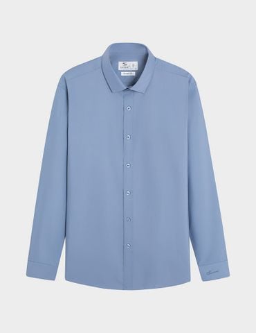 Áo sơ mi nam dài tay tà lượn không túi smart fit