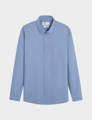 Áo sơ mi nam dài tay tà lượn không túi smart fit