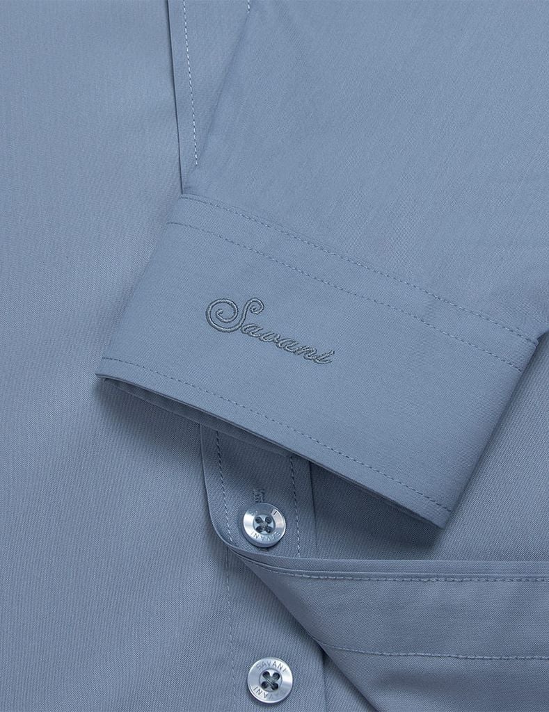 Áo sơ mi nam dài tay tà lượn không túi smart fit