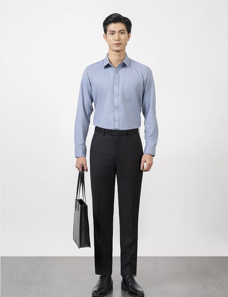 Sơ mi dài tay tà lượn có túi nam MLS426K4