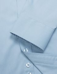 Áo sơ mi nam dài tay tà lượn có túi họa tiết kẻ jacquard