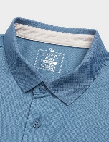 Áo polo nam mắt chim nẹp cổ in thêu tay