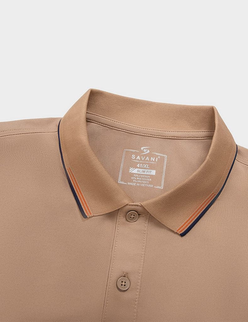 Áo polo nam mắt chim cổ line thêu tay